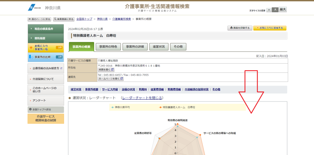 クリックすると以下の画面が表示されるため、下にスクロールして「従業者情報」を探す